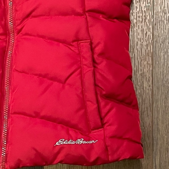EDDIE BAUER Puffer Goose‎ Down Sherpa Gray Red Quilted Zip VEST Jacket Womens XS - Picture 6 of 13